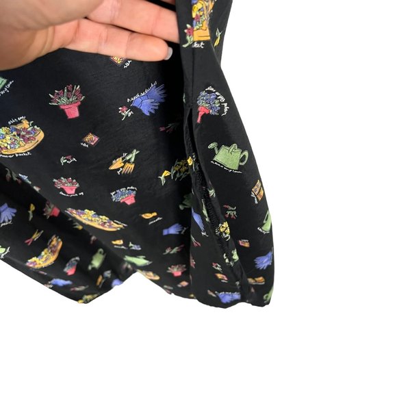 Vintage 90s Black Multicolor Garden Print Sleeveless Full Length Dress XL - Picture 7 of 7